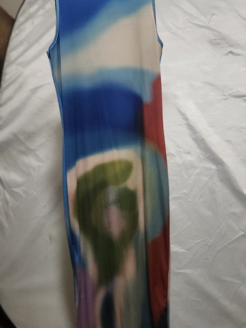 Abstract Multicolor Maxi Dress - Blue & Green Print